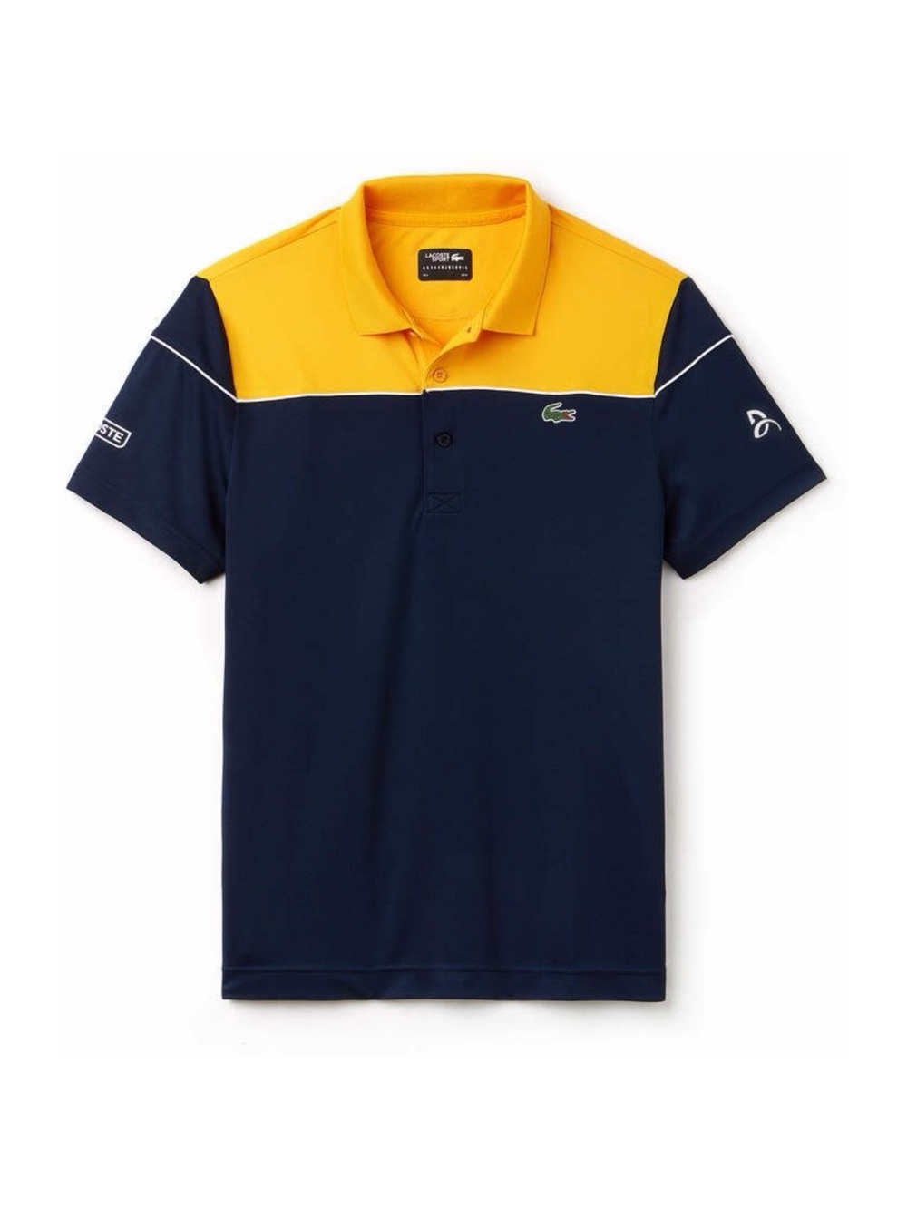 ★ Lacoste Sport Novak Djokovic Collection Tech Pique Polo Shirt - Blue/Yellow ★